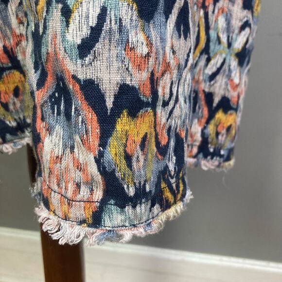 Garnet Hill Linen Dress size 8 sheath Ikat tribal batik colorful boho office - Picture 8 of 16